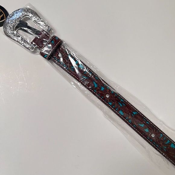 ARIAT Girls Rhinestone Sparkly Floral Belt - Picture 2 of 7